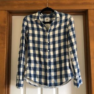 Alex Lehr American Colors Blue and Ivory Plaid Button Up